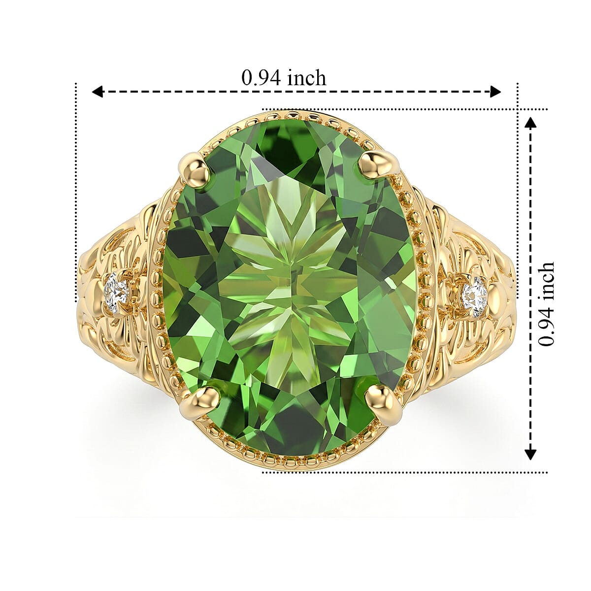 EverTrue Chartreuse Quartz (Triplet) and White Zircon 9.10 ctw Ring in 18K YG Plated (Size 7.0) image number 5