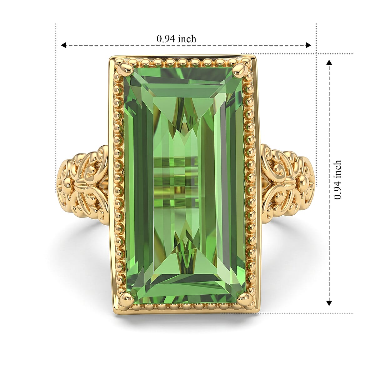 EverTrue Chartreuse Quartz Forest Treasure Ring in 18K YG Plated (Size 10.0) 12.50 ctw image number 4