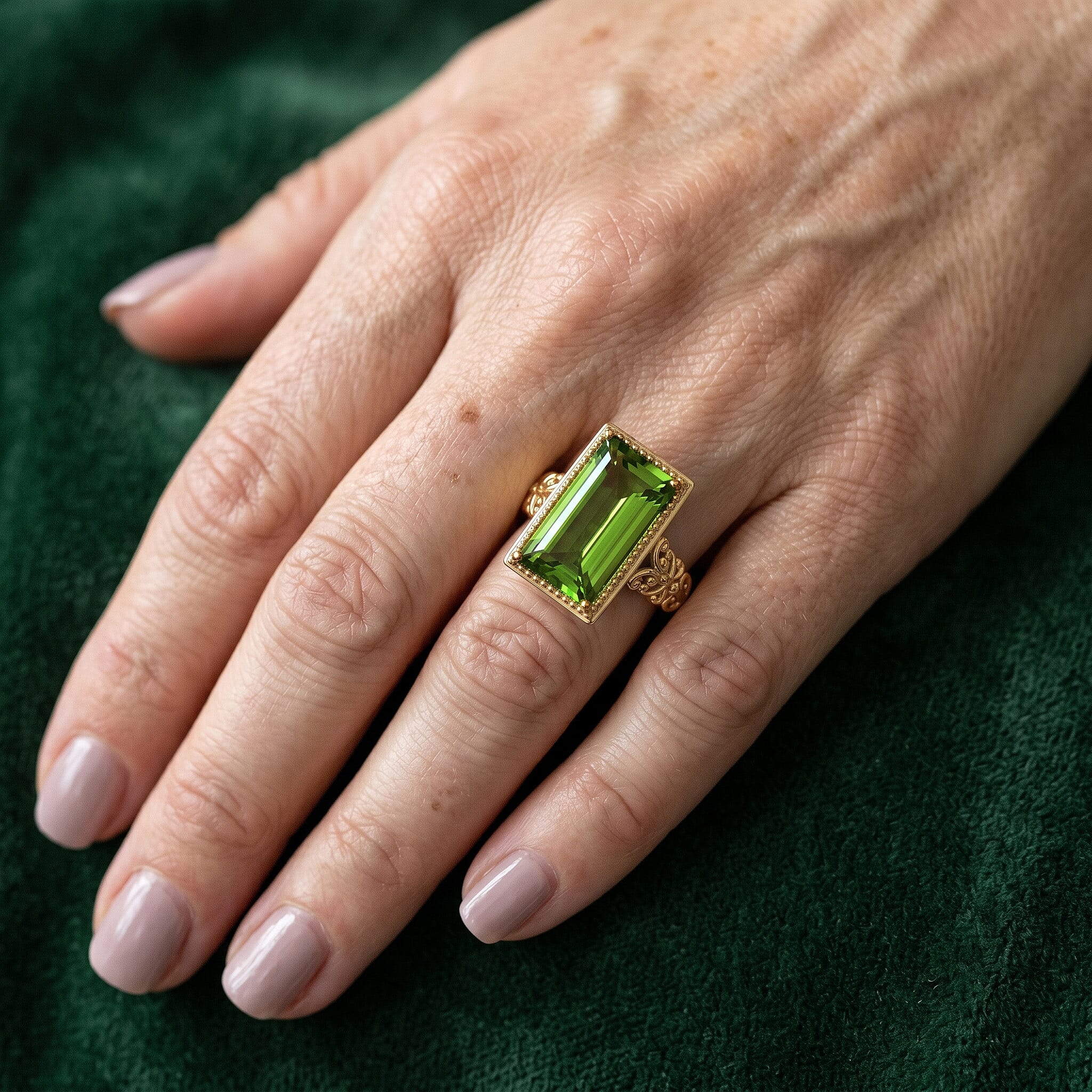 EverTrue Chartreuse Quartz (Triplet) 12.50 ctw Forest Treasure Ring in 18K YG Plated (Size 6.0)