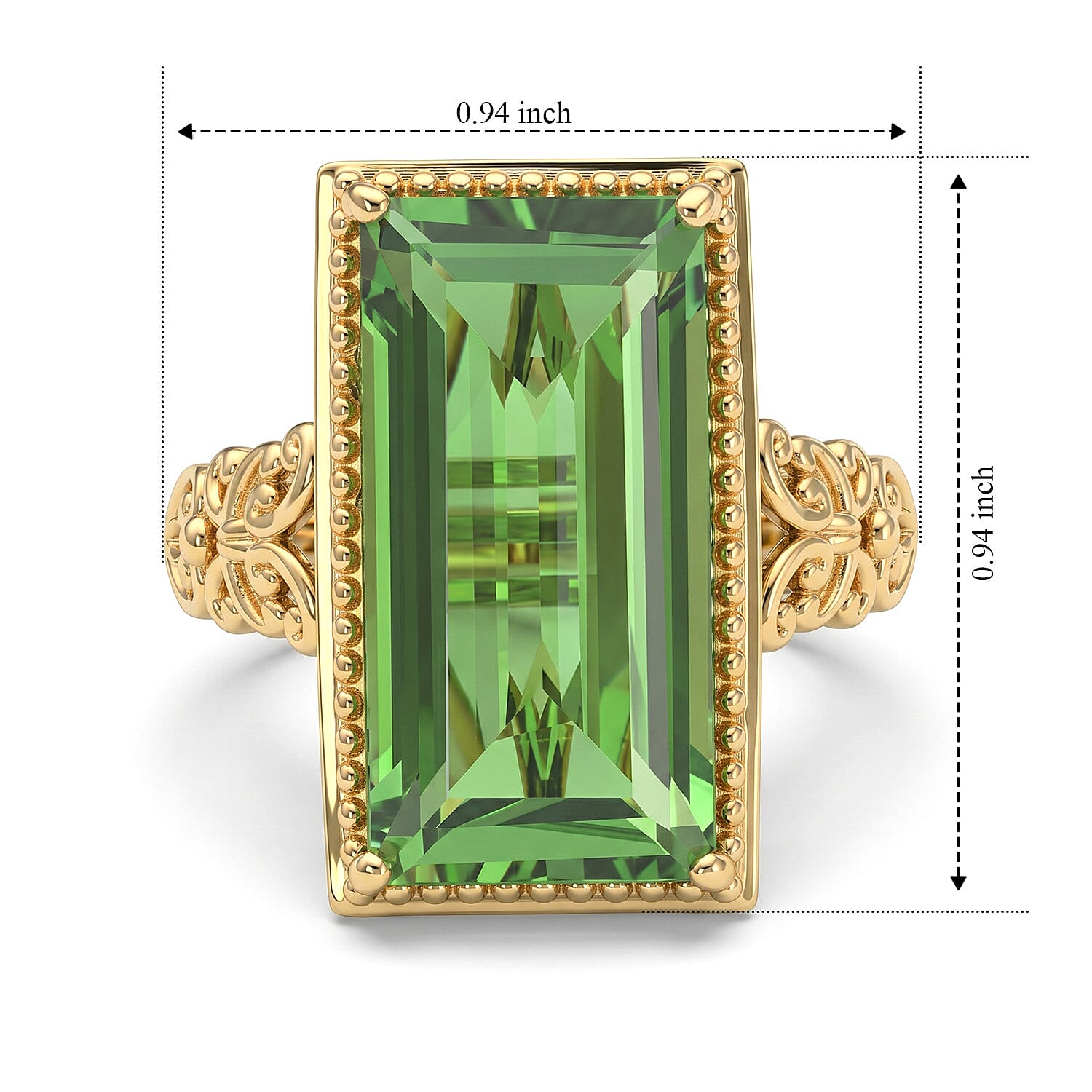 EverTrue Chartreuse Quartz (Triplet) 12.50 ctw Forest Treasure Ring in 18K YG Plated (Size 6.0)