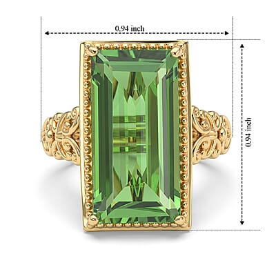 EverTrue Chartreuse Quartz (Triplet) 12.50 ctw Forest Treasure Ring in 18K YG Plated (Size 6.0)