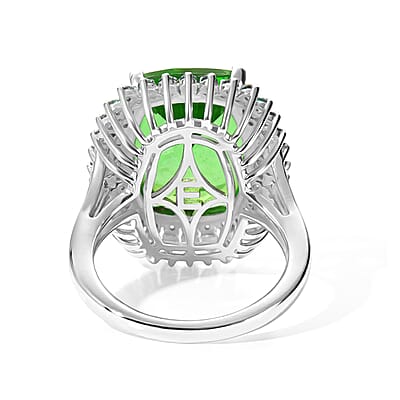 EverTrue Chartreuse Quartz (Triplet) and Multi Gemstone 12.40 ctw Radiant Spark Ring in Platinum Bond (Size 6.0) (Ships in 10-12 Days)