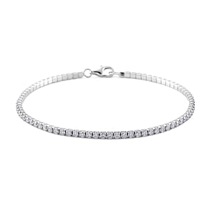 D'Joy Moissanite 2.25 ctw Tennis Bracelet in Rhodium Over Sterling Silver (6.50 In)