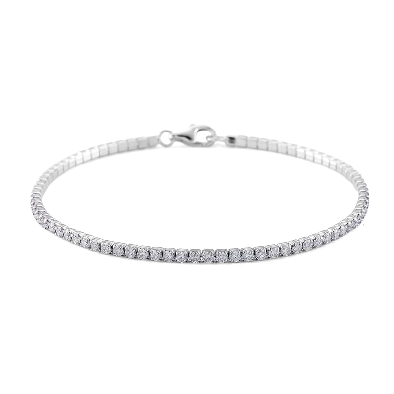 D'Joy Moissanite 2.25 ctw Tennis Bracelet in Rhodium Over Sterling Silver (6.50 In)