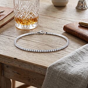 D'Joy Moissanite 2.25 ctw Tennis Bracelet in Rhodium Over Sterling Silver (6.50 In)
