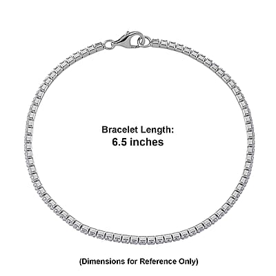 D'Joy Moissanite 2.25 ctw Tennis Bracelet in Rhodium Over Sterling Silver (6.50 In)
