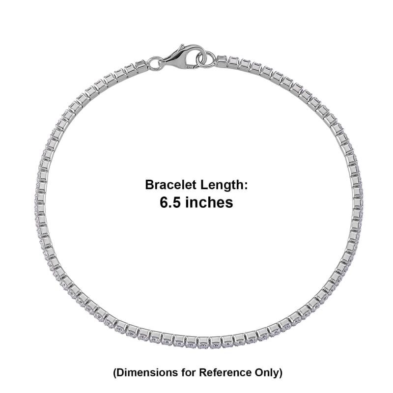 D'Joy Moissanite 2.25 ctw Tennis Bracelet in Rhodium Over Sterling Silver (6.50 In)