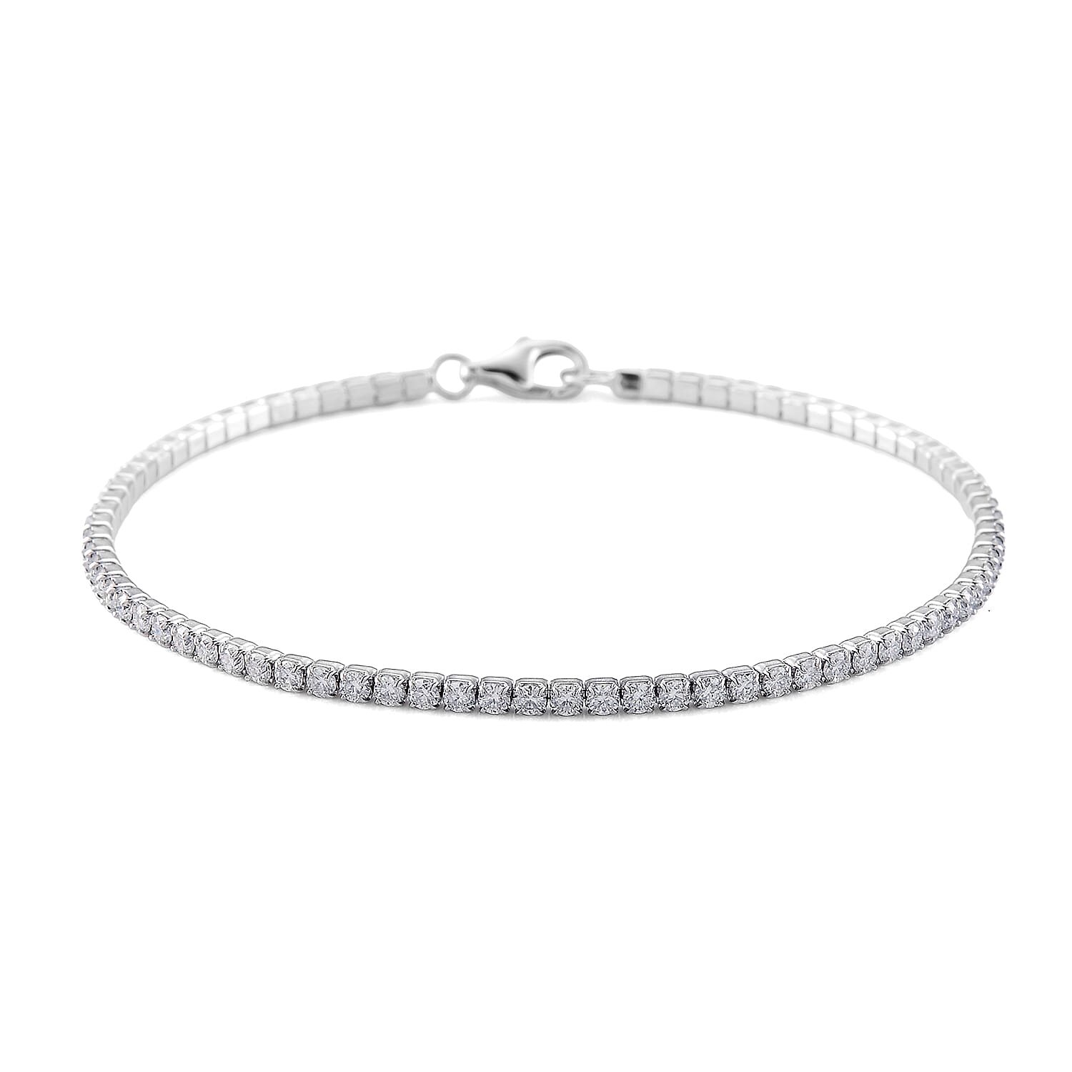 D'Joy Moissanite 2.50 ctw Tennis Bracelet in Rhodium Over Sterling Silver (7.25 In)
