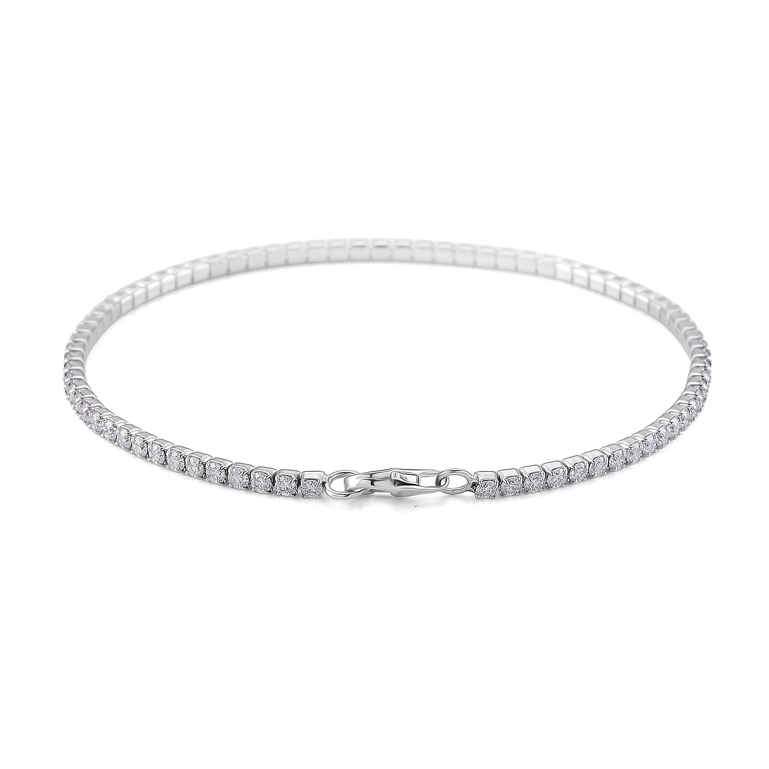 D'Joy Moissanite 2.50 ctw Tennis Bracelet in Rhodium Over Sterling Silver (7.25 In)