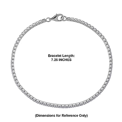 D'Joy Moissanite 2.50 ctw Tennis Bracelet in Rhodium Over Sterling Silver (7.25 In)