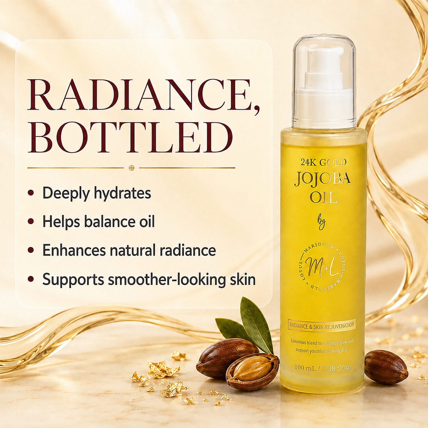 Marigold and Lotus 24K Gold Jojoba Oil 3.38oz