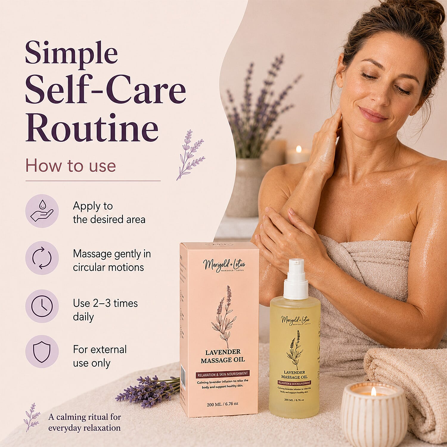 Marigold and Lotus Lavender Massage Oil 6.76oz