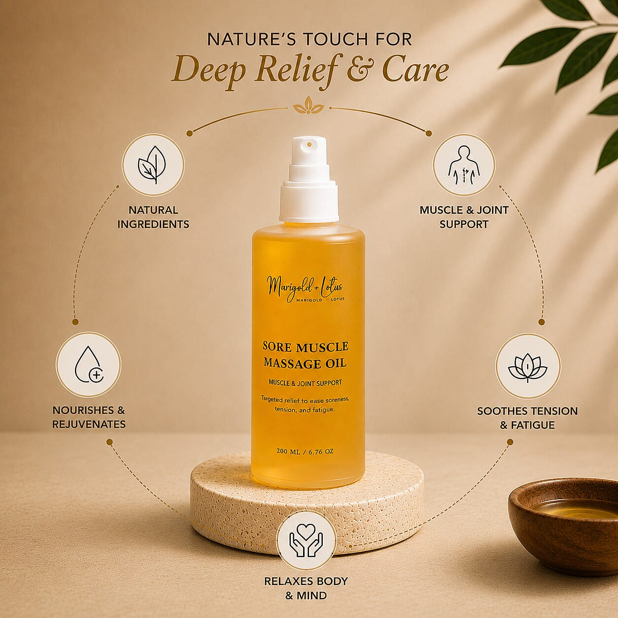 Marigold and Lotus Sore Muscle Massage Oil 6.76oz