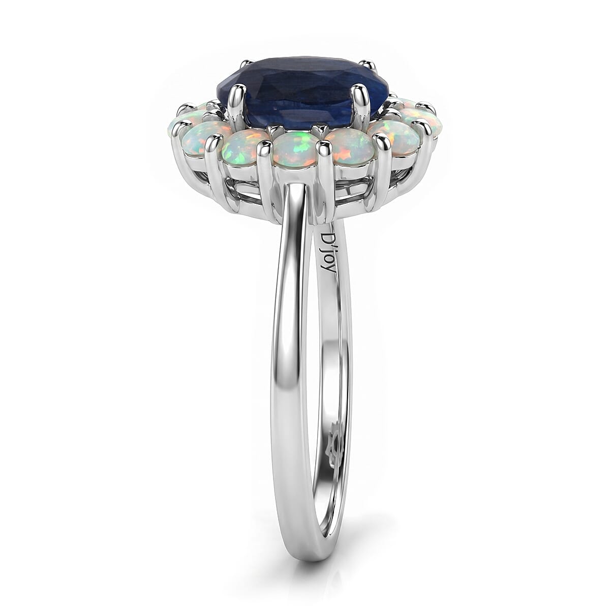 D'Joy Premium Kashmir Kyanite and Ethiopian Welo Opal 2.15 ctw Majestic Glow Ring in Rhodium Over Sterling Silver (Size 10.0) image number 3