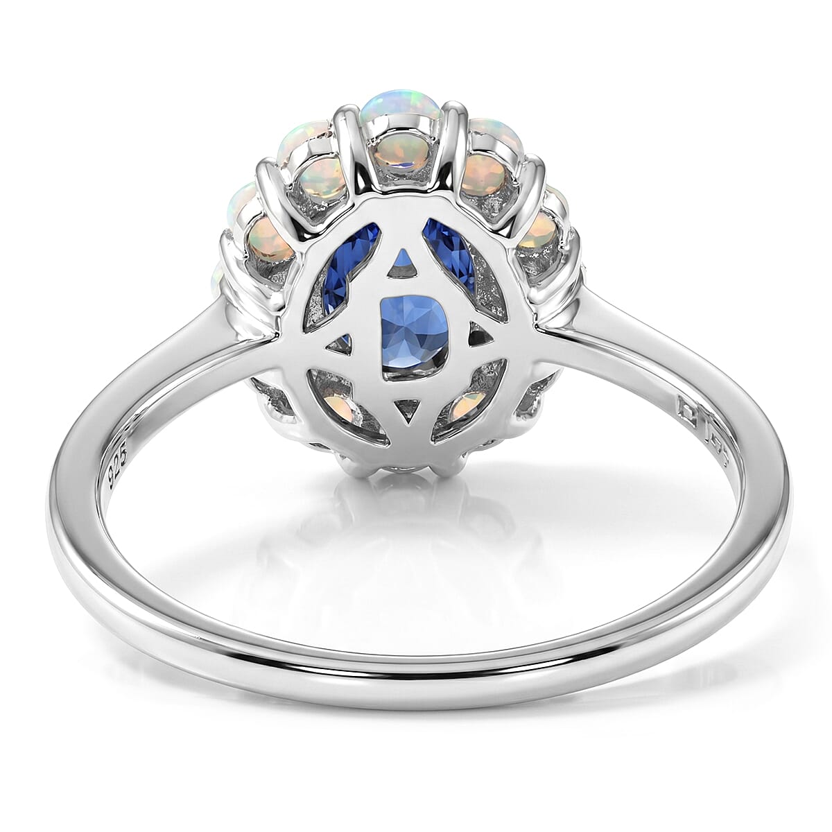 D'Joy Premium Kashmir Kyanite and Ethiopian Welo Opal 2.15 ctw Majestic Glow Ring in Rhodium Over Sterling Silver (Size 10.0) image number 4