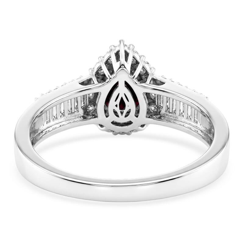 D'Joy AAA Radiant Ember Garnet and Moissanite 2.00 ctw Crown Teardrop Ring in Rhodium Over Sterling Silver (Size 6.0)