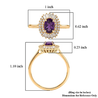 D'Joy AAA Radiant Ember Garnet and Moissanite 2.00 ctw Scarlet Crown Halo Ring in 18K Vermeil Yellow Gold Over Sterling Silver (Size 5.0)