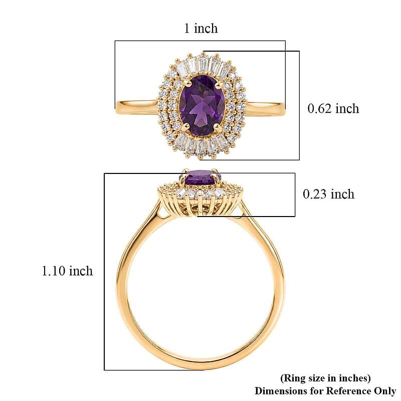 D'Joy AAA Radiant Ember Garnet and Moissanite 2.00 ctw Scarlet Crown Halo Ring in 18K Vermeil Yellow Gold Over Sterling Silver (Size 5.0)