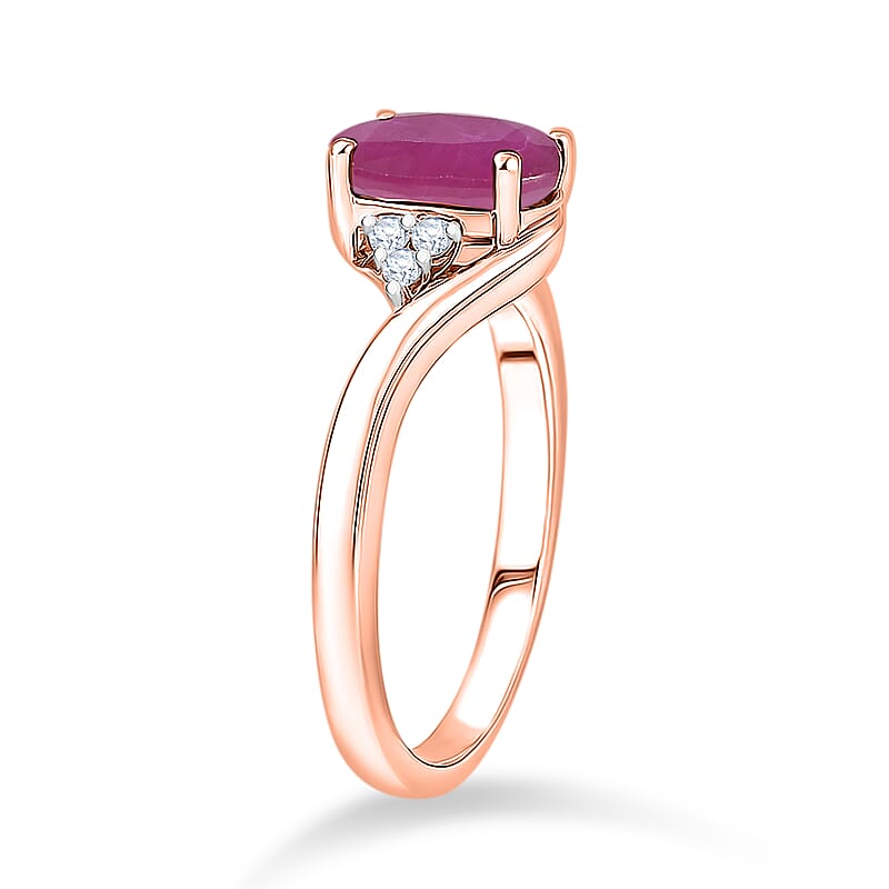 Premium Mozambique Ruby and Diamond 2.70 ctw Ring in 18K Vermeil Rose Gold Over Sterling Silver (Size 10)