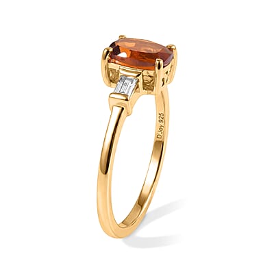 D'Joy Cherry Citrine and White Zircon 1.00 ctw Ring in 18K Vermeil Yellow Gold Over Sterling Silver (Size 8.0)