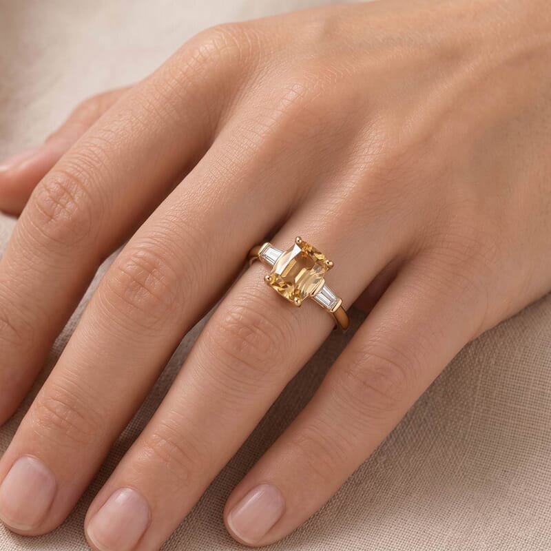 D'Joy Mocha Scapolite and White Zircon 1.00 ctw Ring in 18K Vermeil Yellow Gold Over Sterling Silver (Size 6.0)