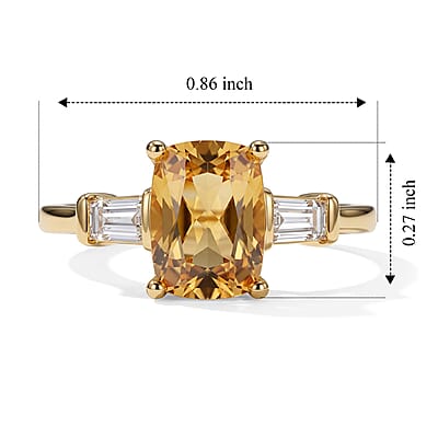 D'Joy Mocha Scapolite and White Zircon 1.00 ctw Ring in 18K Vermeil Yellow Gold Over Sterling Silver (Size 6.0)