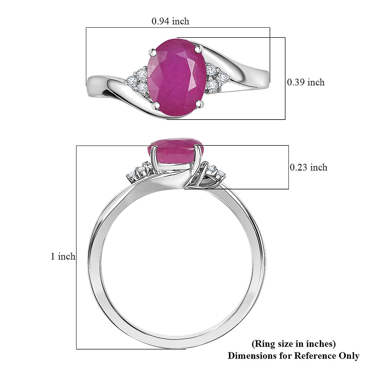 Premium Mozambique Ruby and Diamond I2 2.70 ctw Ring in 10K White Gold (Size 4.5) image number 5