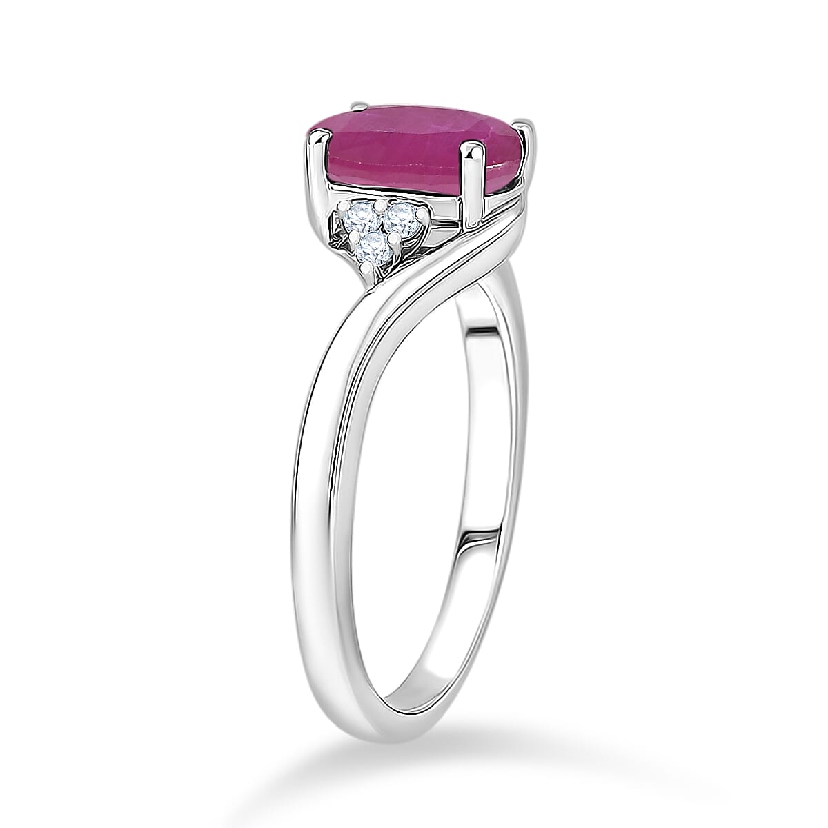 Premium Mozambique Ruby and Diamond G-H SI 2.70 ctw Ring in 18K White Gold (Size 4.0) 4.80 Grams image number 3