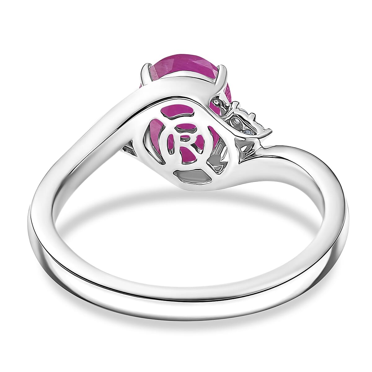 Premium Mozambique Ruby and Diamond I1 2.70 ctw Ring in 14K White Gold (Size 6.5) 4.20 Grams image number 4