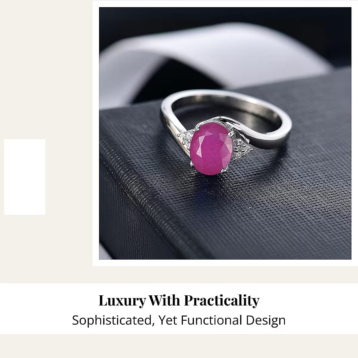 Premium Mozambique Ruby and Diamond I1 2.70 ctw Ring in 14K White Gold (Size 8.0) 4.20 Grams image number 2