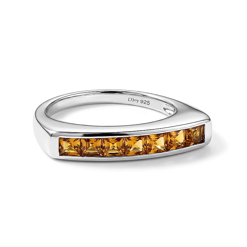 D'Joy Serra Gaucha Citrine 0.65 ctw Ring in Rhodium Over Sterling Silver (Size 7.0)