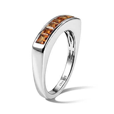 D'Joy Serra Gaucha Citrine 0.65 ctw Ring in Rhodium Over Sterling Silver (Size 7.0)