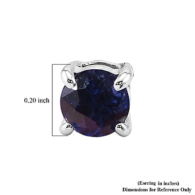D'Joy Premium Kashmir Kyanite 1.20 ctw Studs Earrings in Rhodium Over Sterling Silver