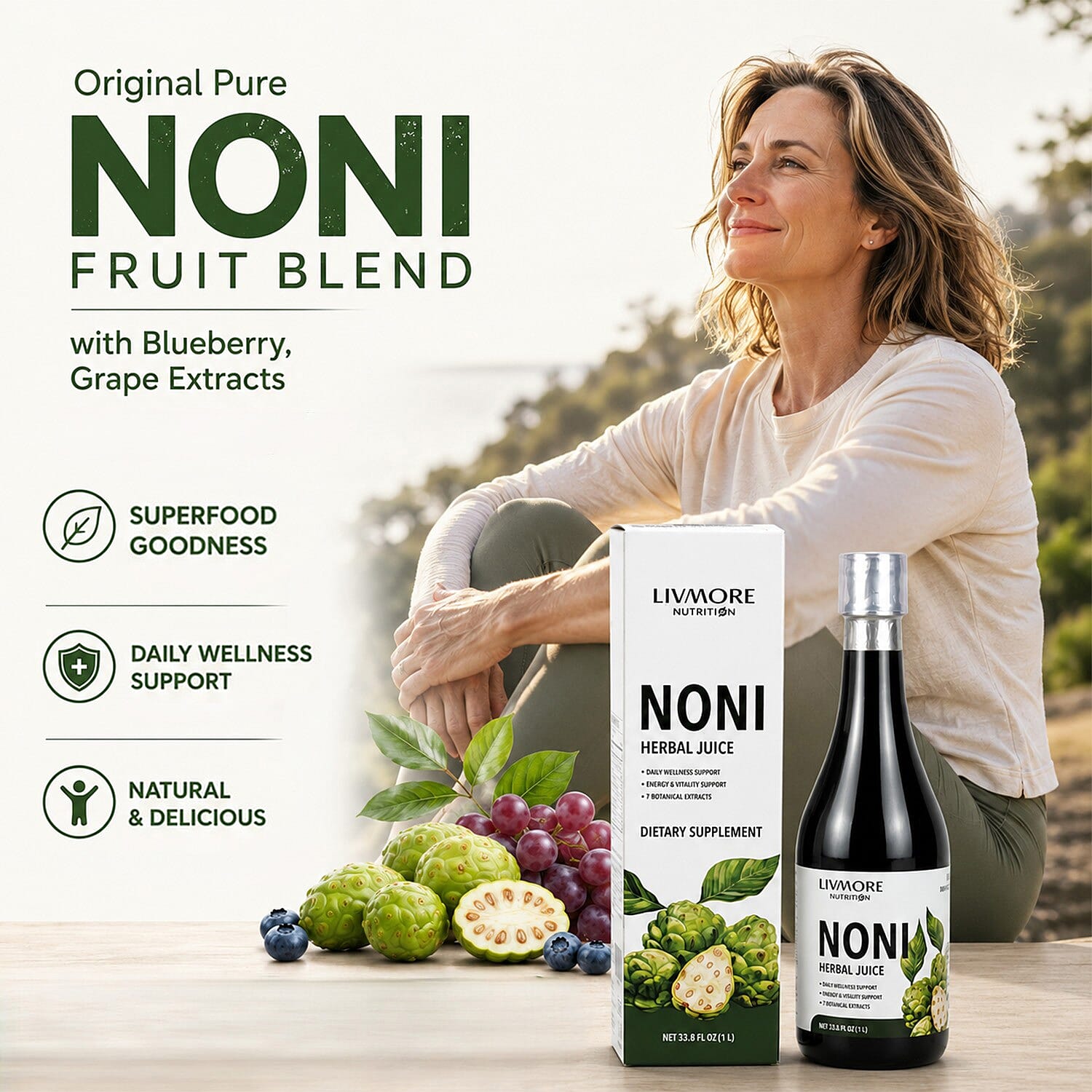 Livmore Pure Noni Fruit Blend Drink with Blueberry and Grape Extracts