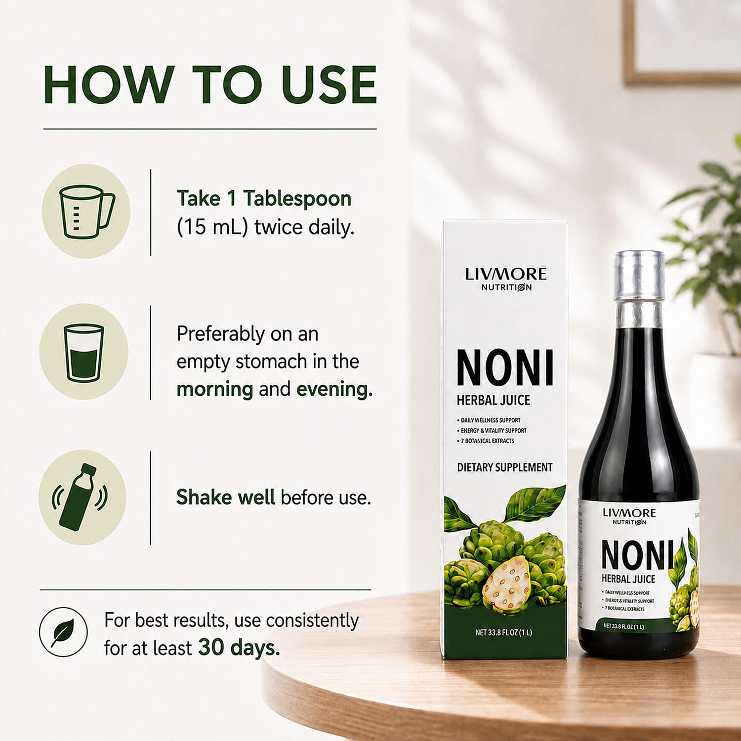 Livmore Pure Noni Fruit Blend Drink with Blueberry and Grape Extracts