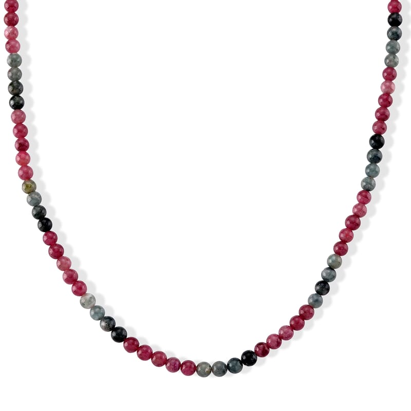 D'Joy Premium Lagoon Tourmaline and Pink Tourmaline 150.00 ctw Beaded Necklace in Rhodium Over Sterling Silver 18-20 Inches