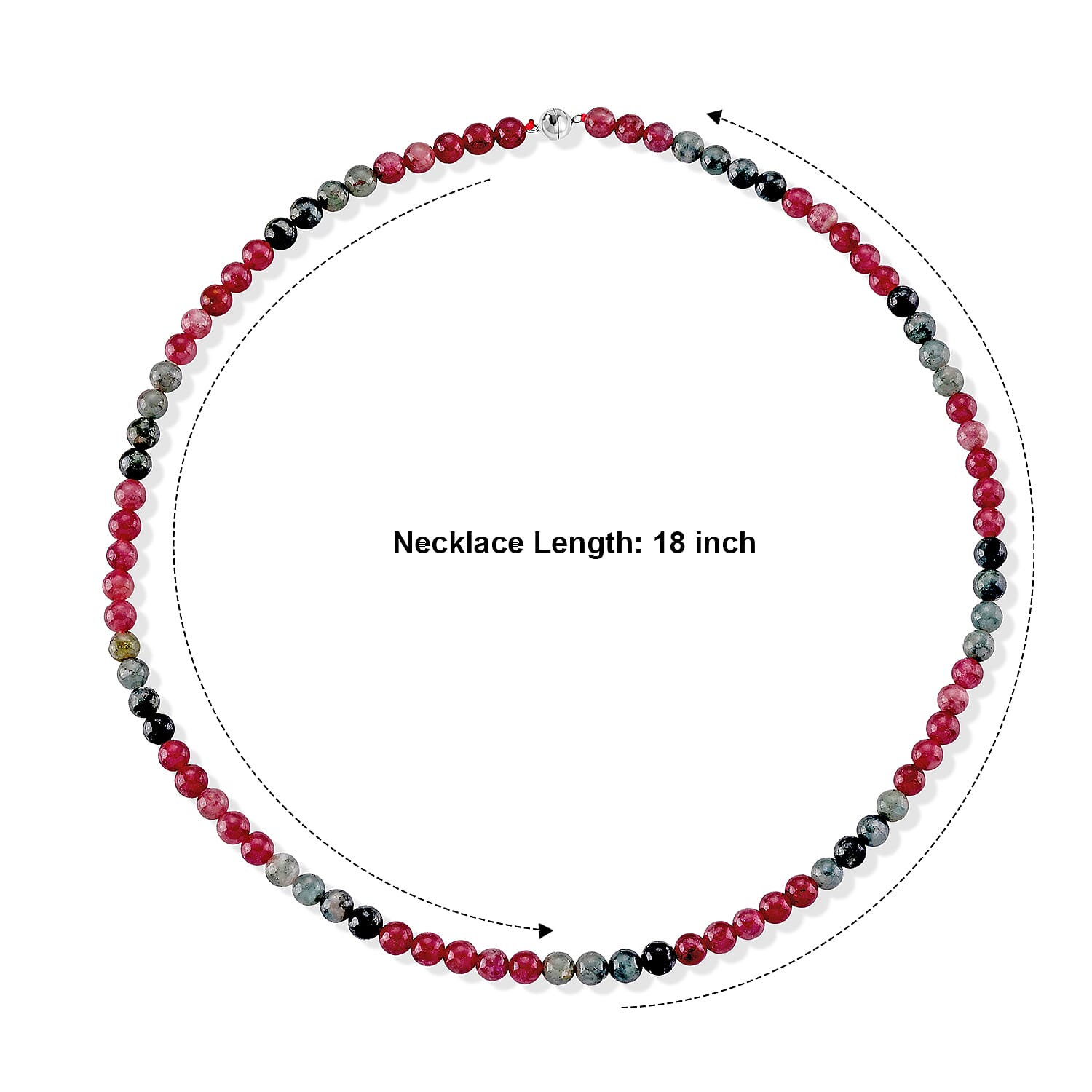 D'Joy Premium Lagoon Tourmaline and Pink Tourmaline 150.00 ctw Beaded Necklace in Rhodium Over Sterling Silver 18-20 Inches