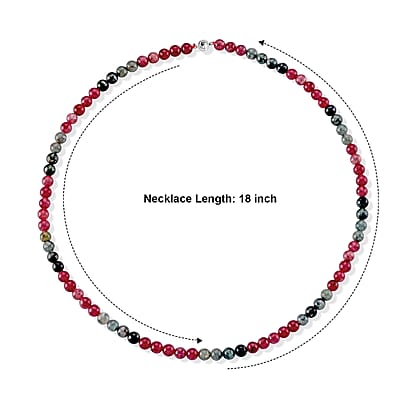D'Joy Premium Lagoon Tourmaline and Pink Tourmaline 150.00 ctw Beaded Necklace in Rhodium Over Sterling Silver 18-20 Inches