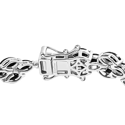 EverTrue Thai Black Spinel 19.30 ctw Midnight Carpet Elegance 3 Row Bracelet