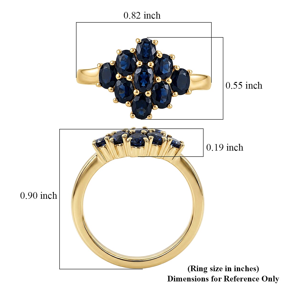 EverTrue Kanchanaburi Blue Sapphire (DF) 2.10 ctw Starlit Harmony Ring in 18K YG Plated (Size 10.0) image number 5
