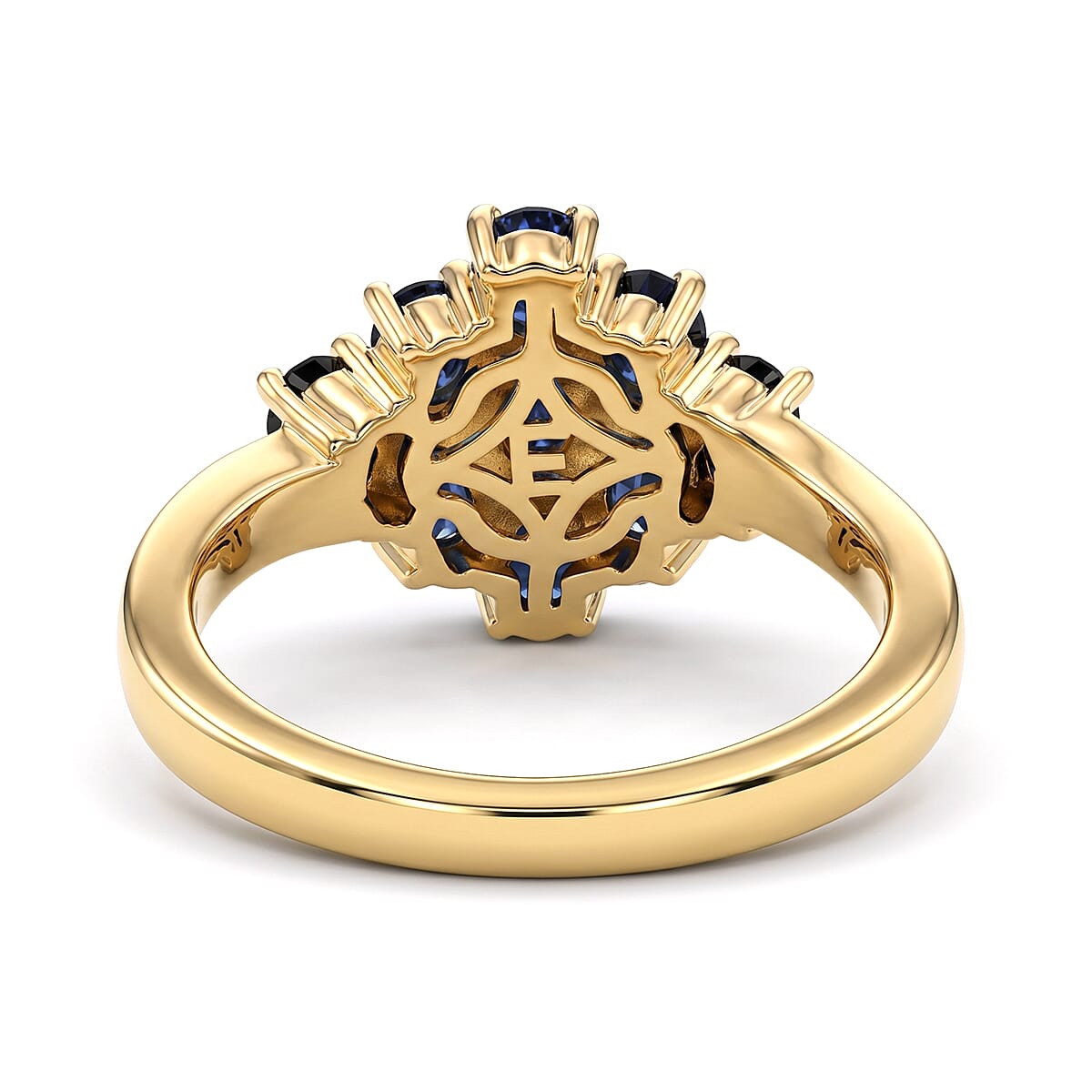 EverTrue Kanchanaburi Blue Sapphire (DF) 2.10 ctw Starlit Harmony Ring in 18K YG Plated (Size 5.0)