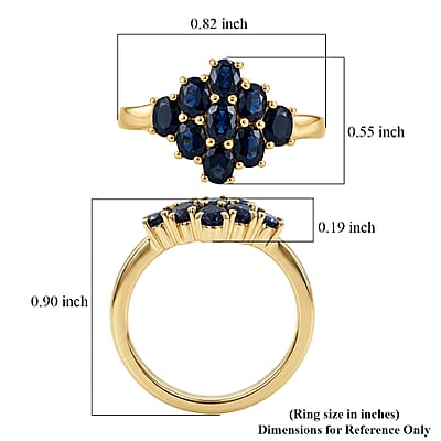 EverTrue Kanchanaburi Blue Sapphire (DF) 2.10 ctw Starlit Harmony Ring in 18K YG Plated (Size 5.0)