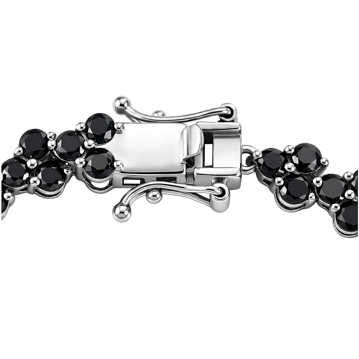 EverTrue Thai Black Spinel 10.90 ctw Midnight Blossom 3-Row Bracelet in Platinum Bond (8.00 In) image number 3