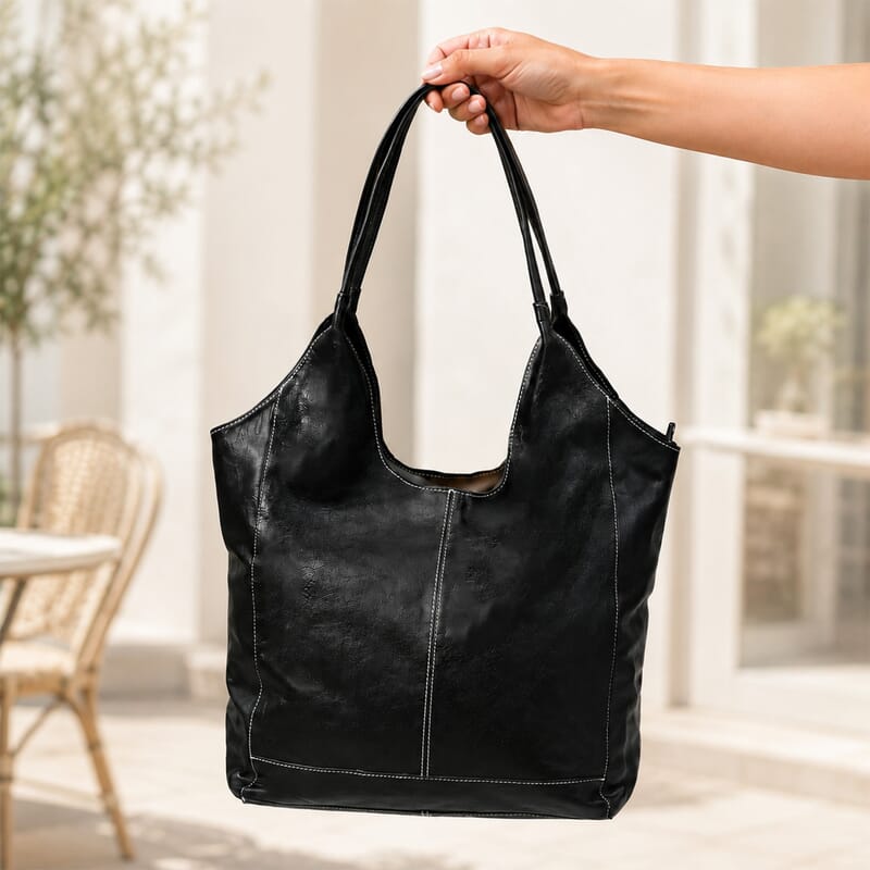 La Marey Black Genuine Leather Hobo Bag