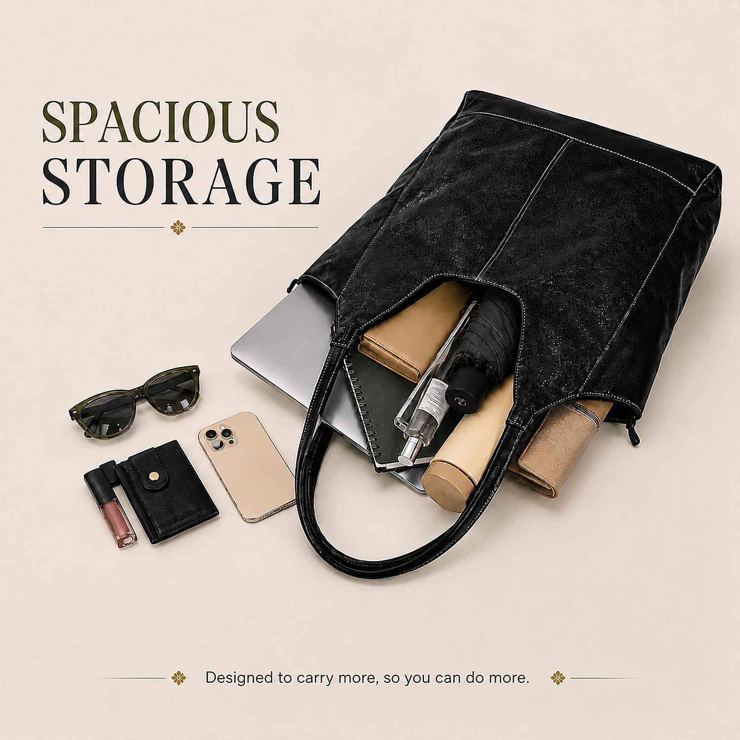 La Marey Black Genuine Leather Hobo Bag