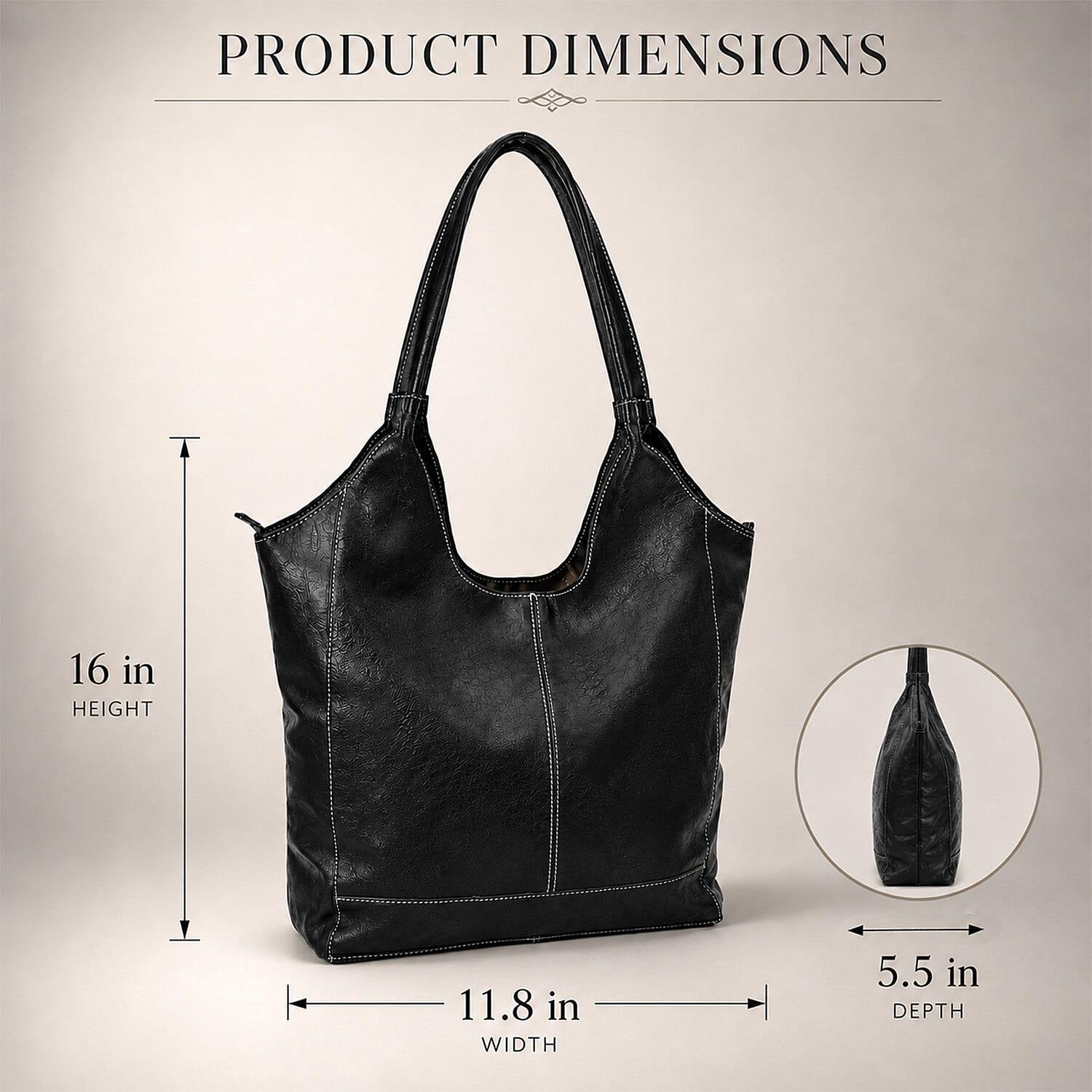 La Marey Black Genuine Leather Hobo Bag