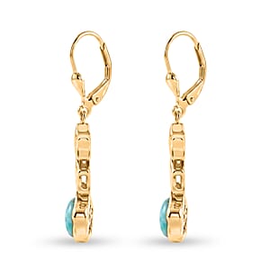 GP Larimar 4.20 ctw Fancy Earrings in 18K Vermeil Yellow Gold Over Sterling Silver