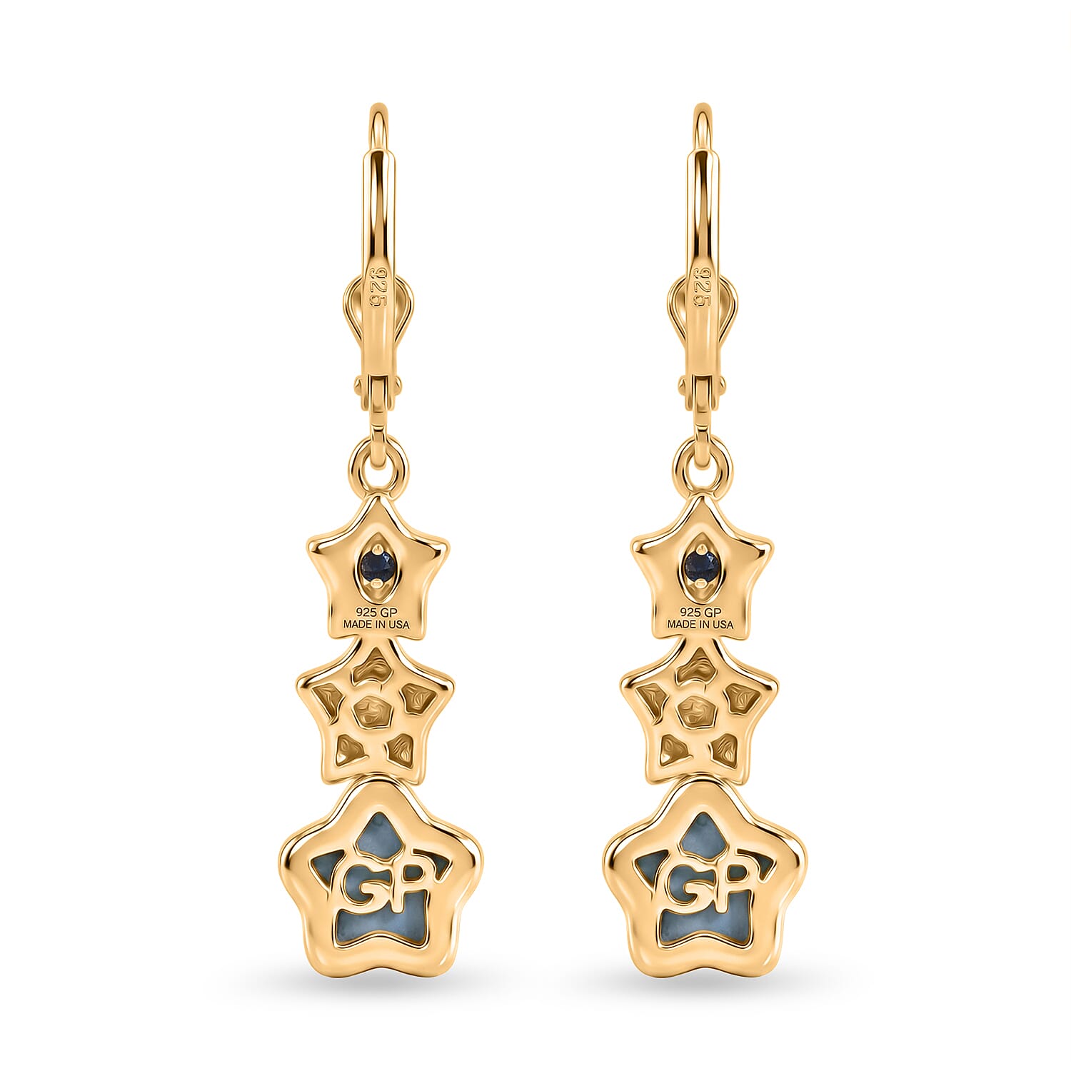 GP Larimar 4.20 ctw Fancy Earrings in 18K Vermeil Yellow Gold Over Sterling Silver