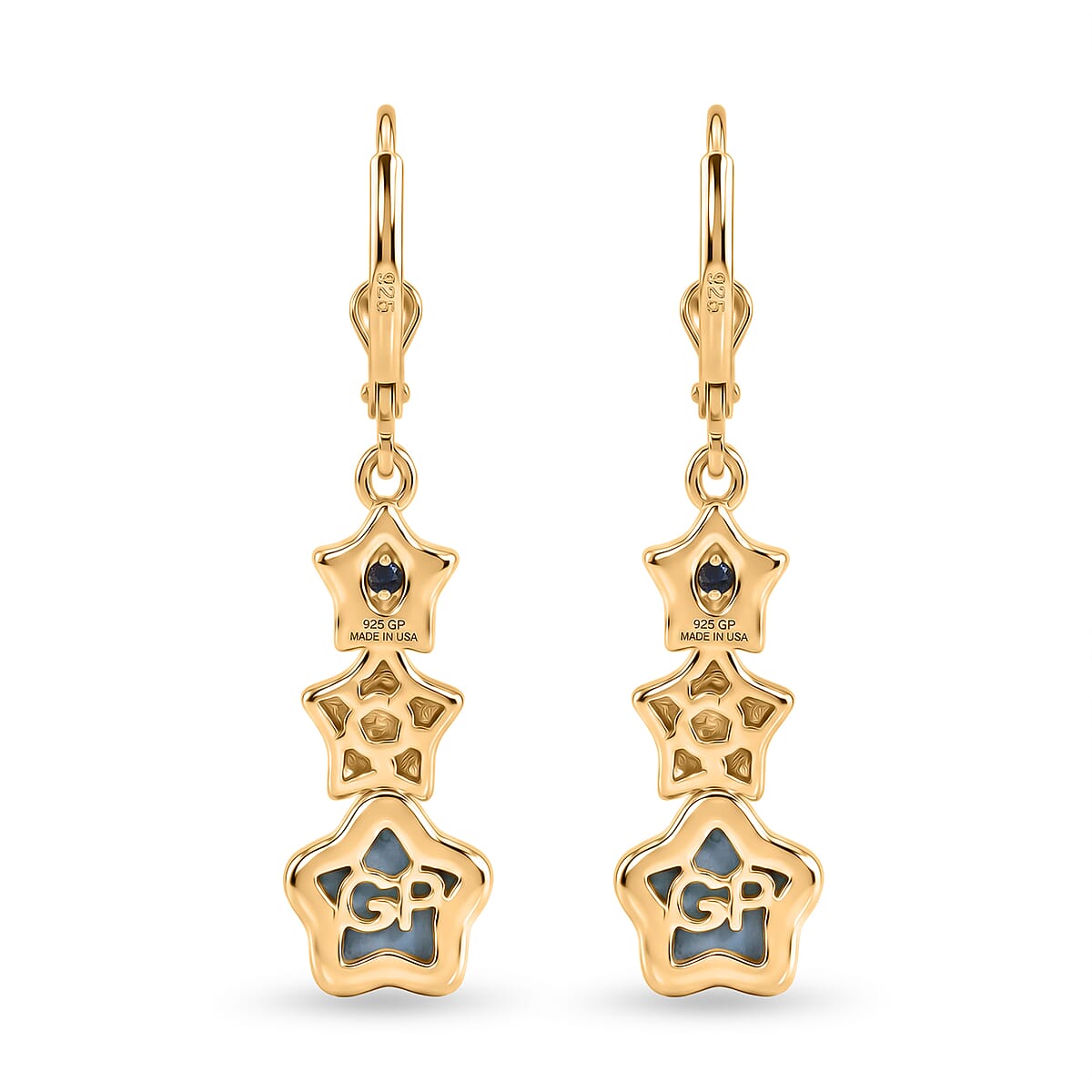 GP Larimar 4.20 ctw Fancy Earrings in 18K Vermeil Yellow Gold Over Sterling Silver image number 4