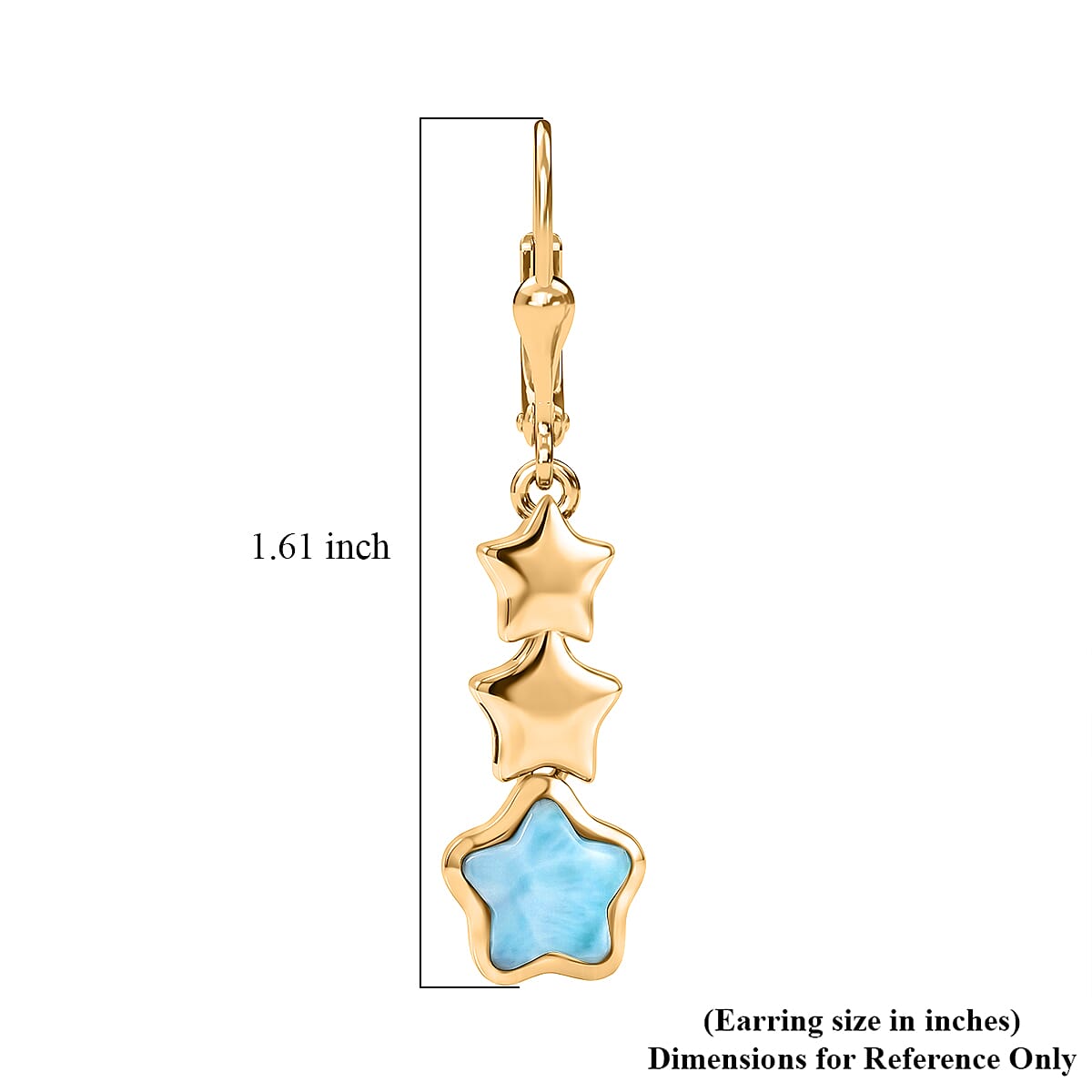 GP Larimar 4.20 ctw Fancy Earrings in 18K Vermeil Yellow Gold Over Sterling Silver